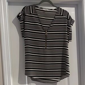 Calvin Klein Women's Black and White Striped Blouse